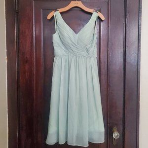 Renzrags green chiffon dress, bridesmaid, wedding guest